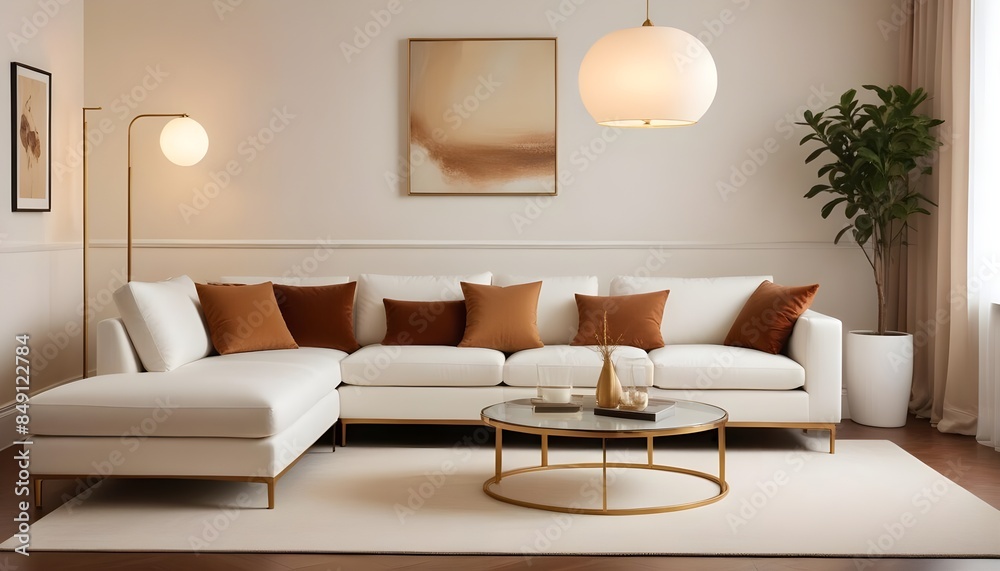 Fototapeta premium white and gold theme modern interior