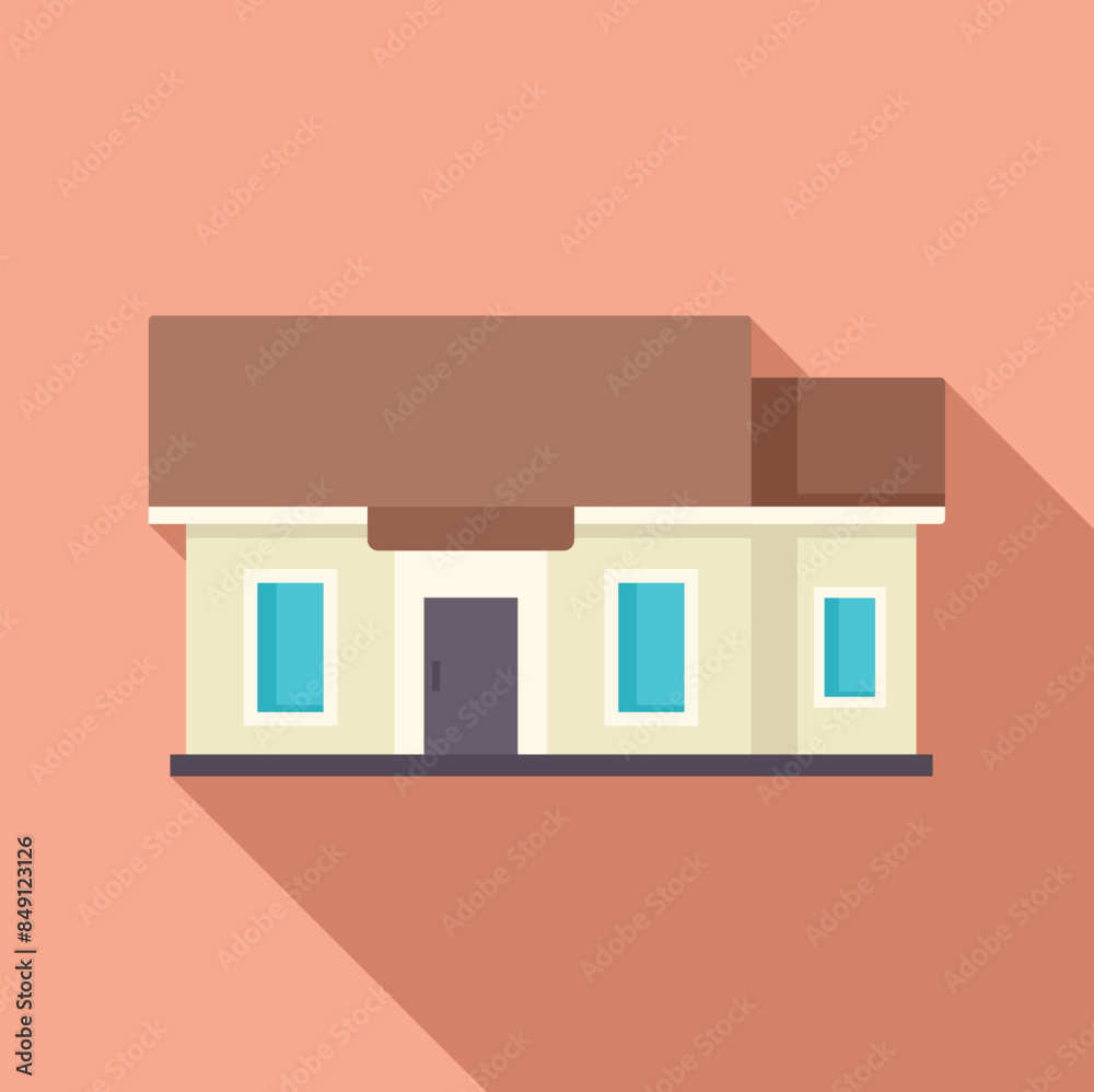 Modern suburban house building with a brown roof is standing in the suburbs Modern suburban house building with a brown roof is standing in the suburbs