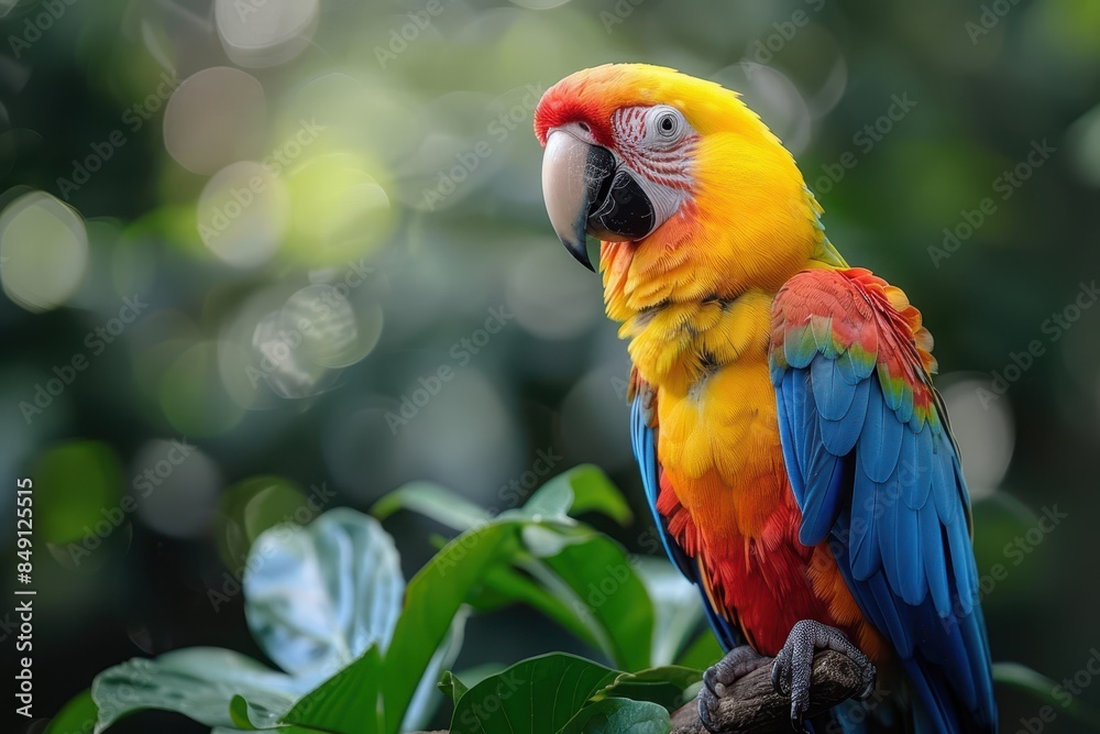Baby Parrot: A colorful baby parrot, perched on a tropical tree branch. Baby Parrot: A colorful baby parrot, perched on a tropical tree branch.