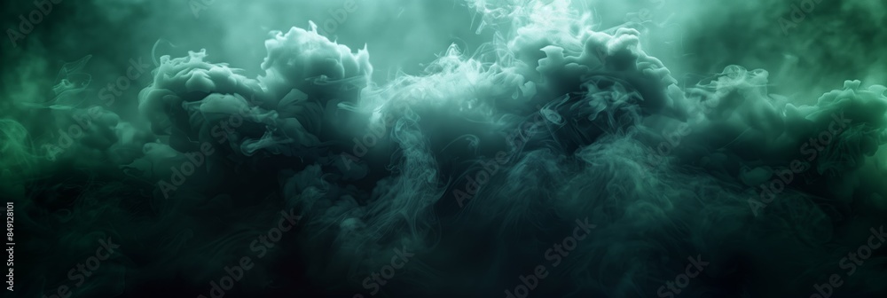 Fototapeta premium green smoke, dark background, wallpaper, cinematic, realistic