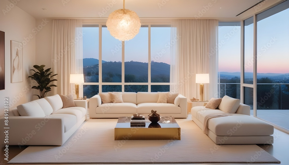 Fototapeta premium white and gold theme modern interior