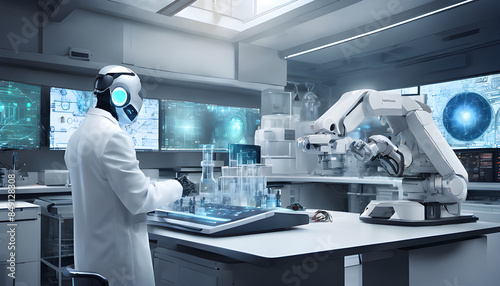 AI robots doing experiments represent the future. Manufacturing uses robots to work with chemicals.