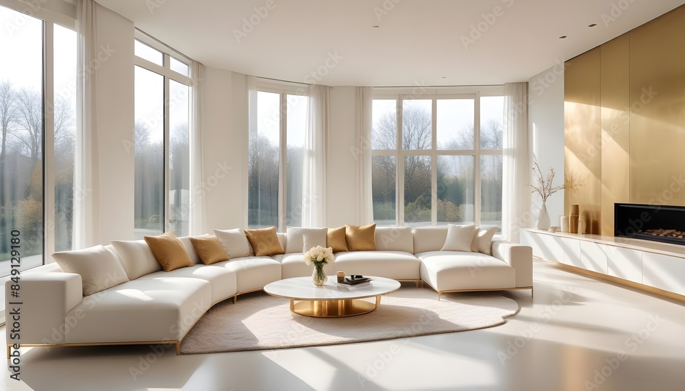 Fototapeta premium white and gold theme modern interior