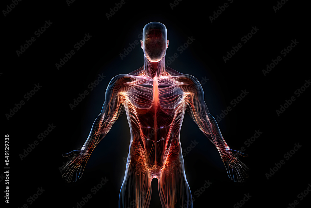 Virtual human body image simulated by digital technology with dynamic dimensions, graphic design. ai generated. Virtual human body image simulated by digital technology with dynamic dimensions, graphic design. ai generated.