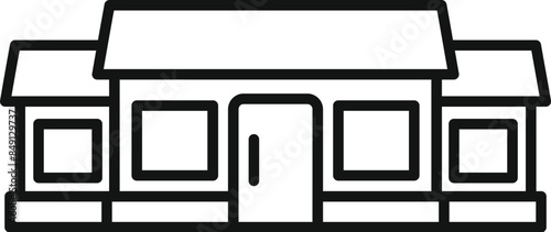 Simple line drawing of a small business building with large windows, ideal for retail or service industries