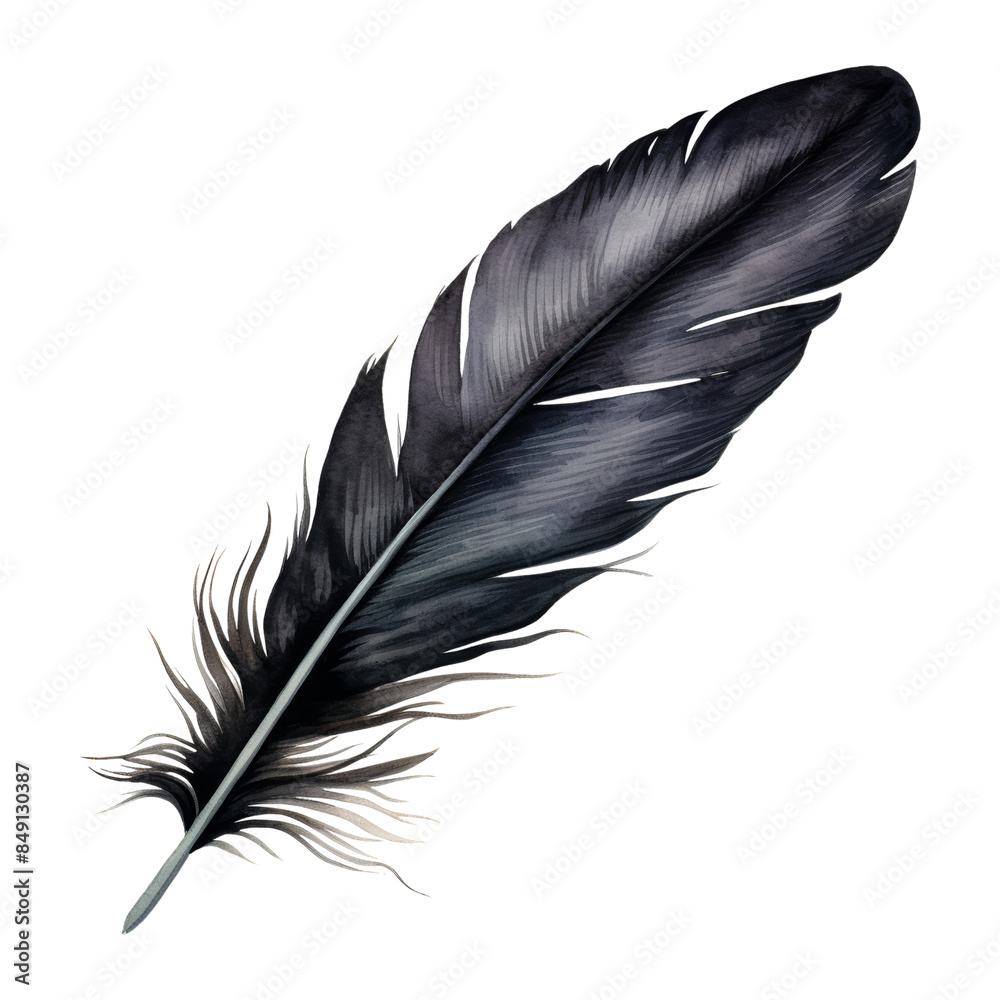 black feather watercolor isolated on transparent background cutout black feather watercolor isolated on transparent background cutout