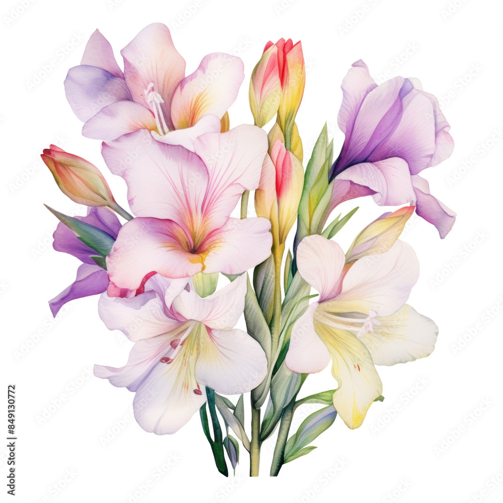 bouquet of pink lilies watercolor isolated on transparent background cutout bouquet of pink lilies watercolor isolated on transparent background cutout