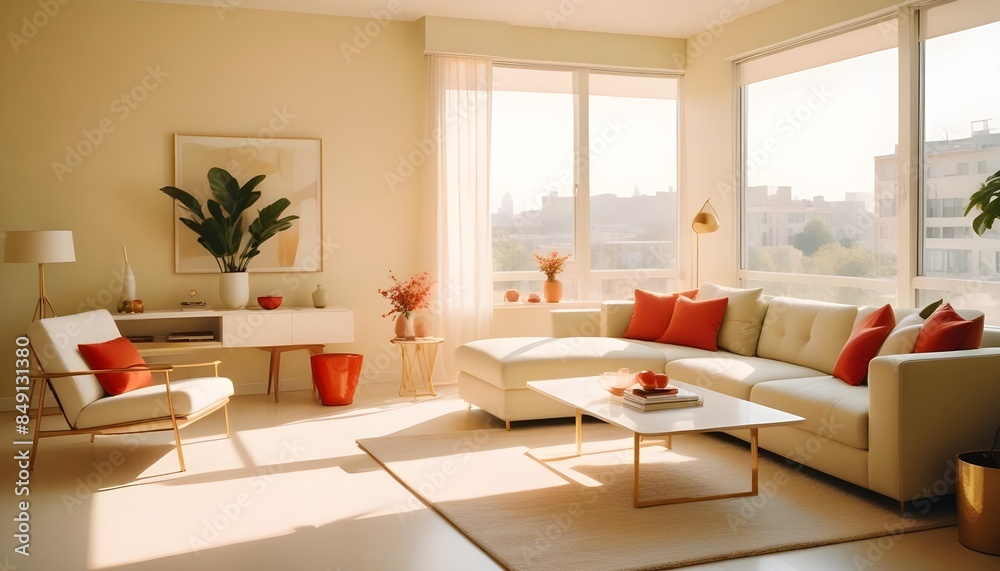 Fototapeta premium white and gold theme modern interior