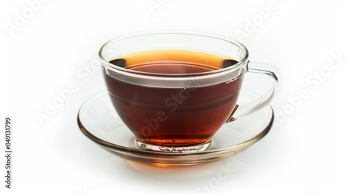 A cup of tea sits on a saucer