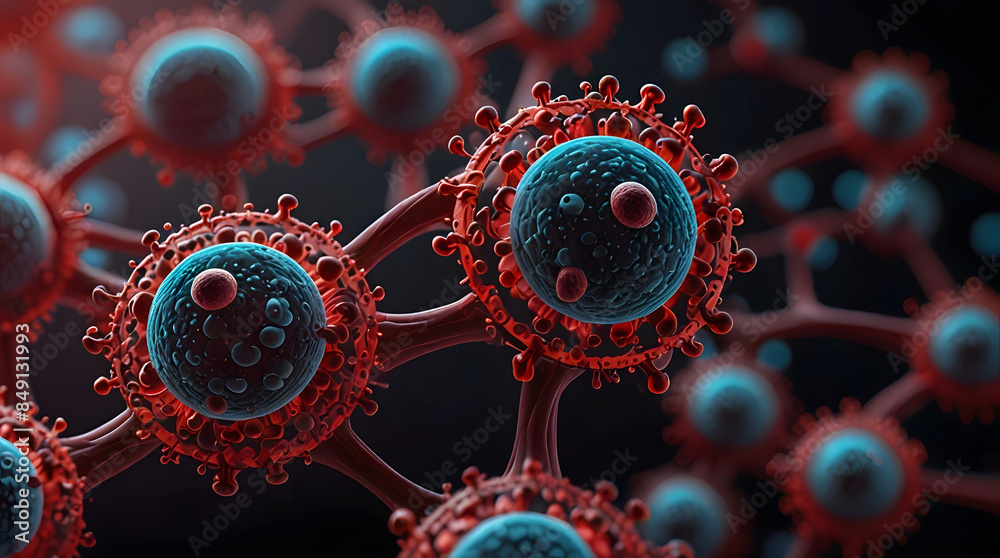 molecular structure of bacteria causing disease on glowing background. ai generated. molecular structure of bacteria causing disease on glowing background. ai generated.