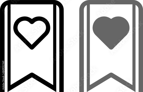 set of bookmark icons with heart. favorite icons symbol - add to favorites with heart symbol. vector illustration