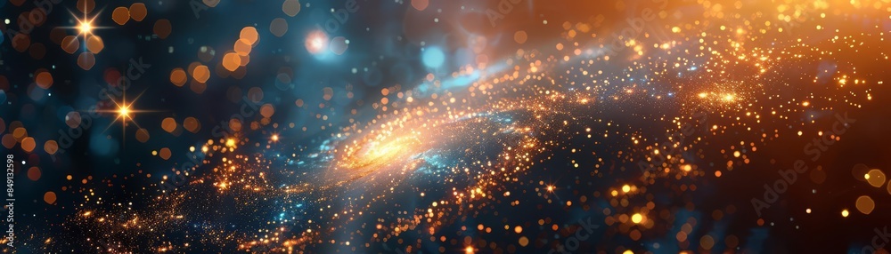Abstract cosmic background with twinkling stars and nebulas.