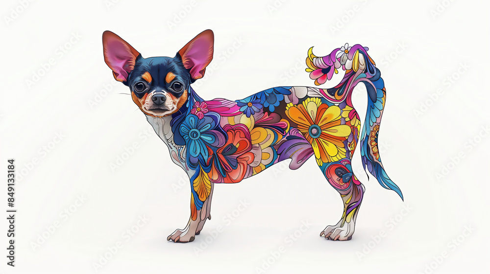 Fantasy Chihuahua breed dog with a colorful and vibrant design.