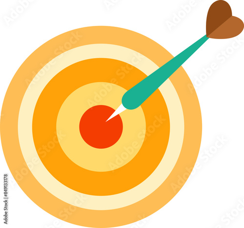 dart hitting the target flat vector icon