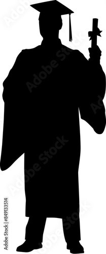 Silhouette man wear graduating hat black color
