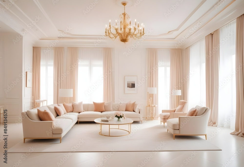 Fototapeta premium white and gold theme modern interior