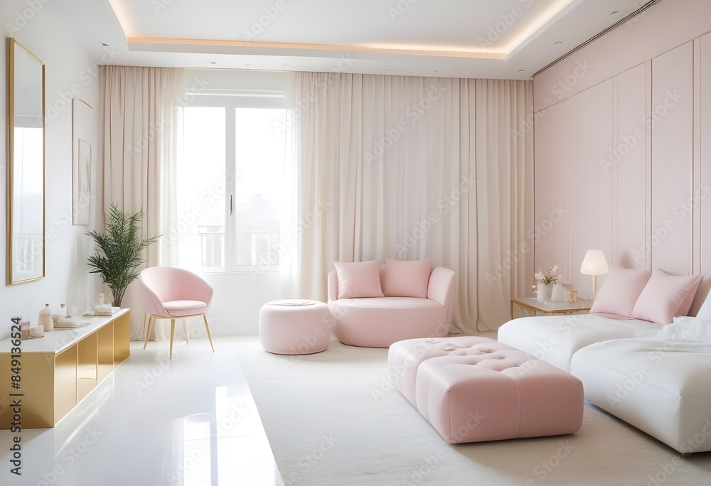 Fototapeta premium white and gold theme modern interior