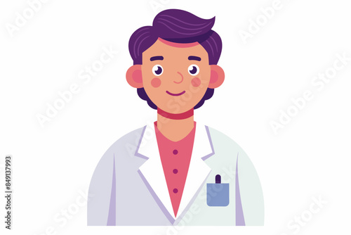  Vector of Doctor in White Coat on White Background,doctor, stethoscope, medicine, health, medical, hospital, cartoon, care, healthcare, uniform, 