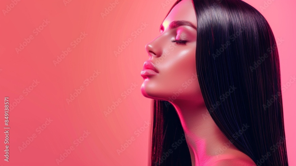 A woman with long hair is sitting with her head tilted to the side A woman with long hair is sitting with her head tilted to the side