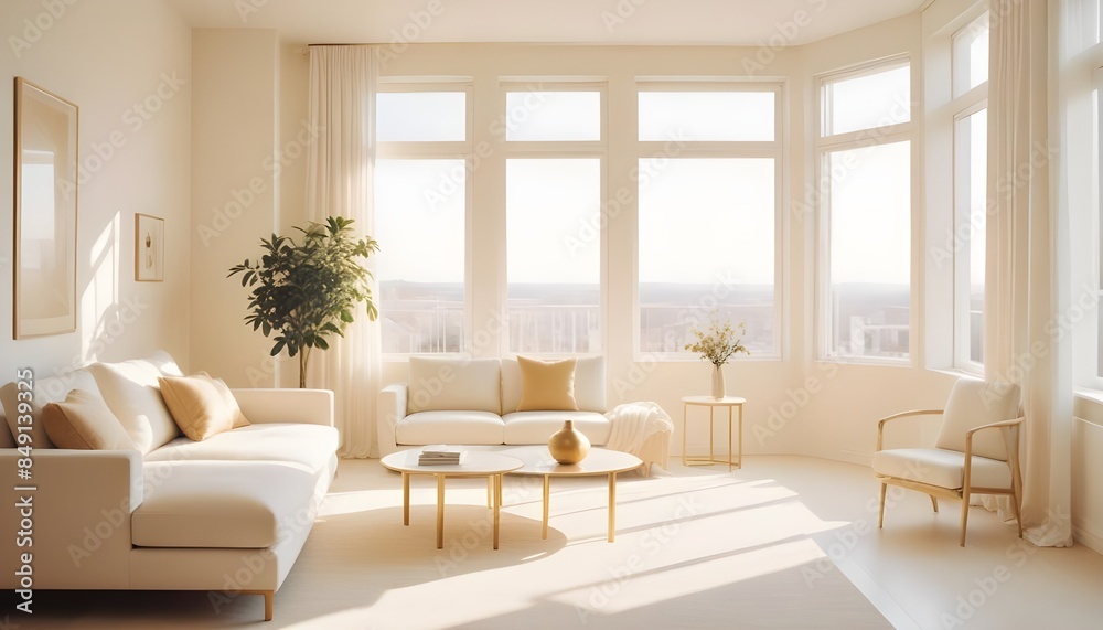 Fototapeta premium white and gold theme modern interior