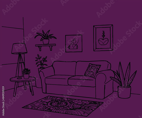 modern living room with sofa