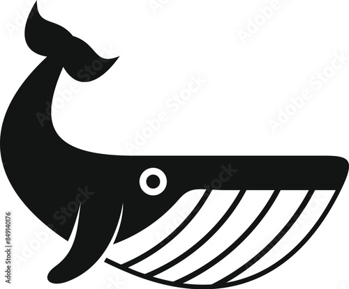Big whale swimming up to ocean surface with open mouth