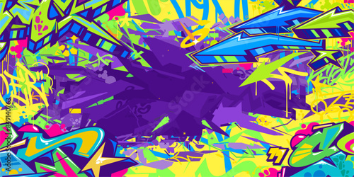 Trendy Abstract Hip Hop Urban Street Art Graffiti Style Vector Illustration Background Template