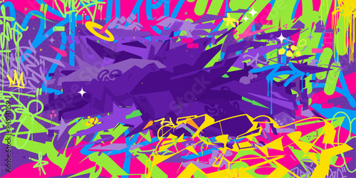 Trendy Abstract Hip Hop Urban Street Art Graffiti Style Vector Illustration Background Template