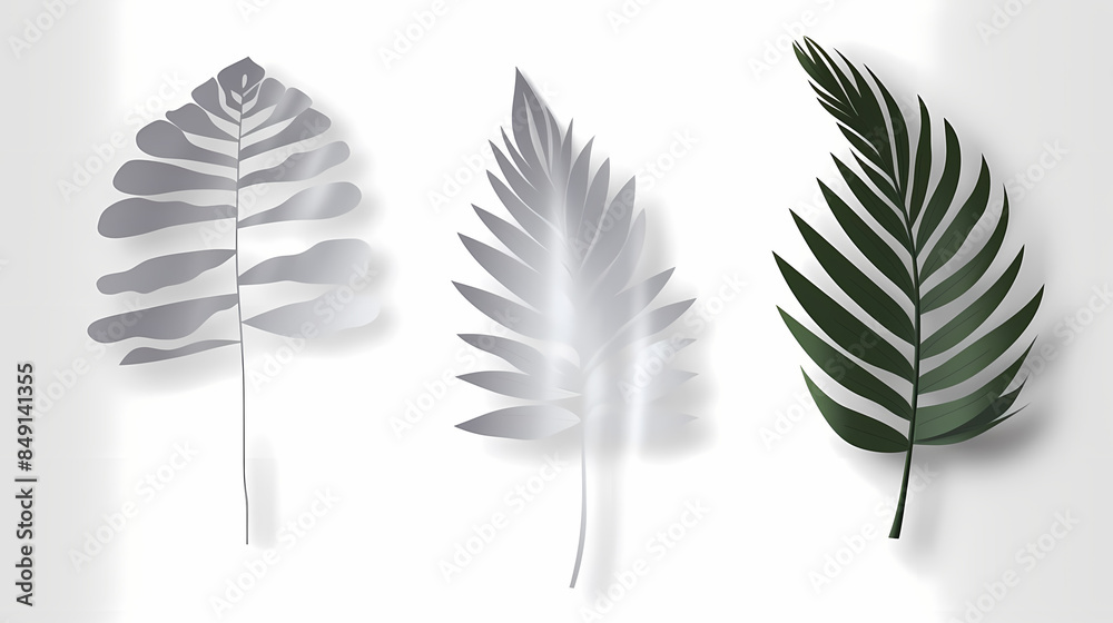 Realistic transparent shadow from a leaf of a palm tree on the white background. Tropical leaves shadow. Mockup with palm leaves shadow. Realistic transparent shadow from a leaf of a palm tree on the white background. Tropical leaves shadow. Mockup with palm leaves shadow.