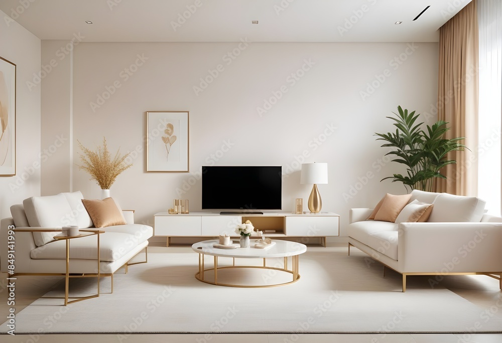 Fototapeta premium white and gold theme modern interior