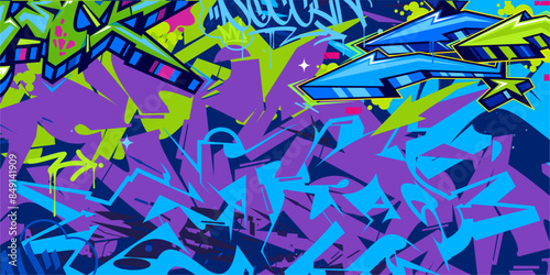 Trendy Abstract Hip Hop Urban Street Art Graffiti Style Vector Illustration Background Template
