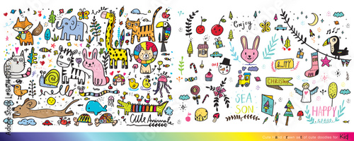 Collection of hand drawn cute doodles,Doodle children drawing,Sketch set of drawings in child style,Funny Doodle Hand Drawn,Page for coloring, cute animal hand drawn, cute Doodle