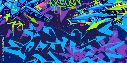Cool Trendy Abstract Hip Hop Urban Street Art Graffiti Style Vector Illustration Background Template