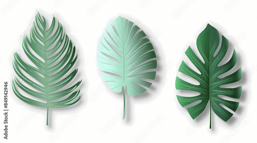 Realistic transparent shadow from a leaf of a palm tree on the white background. Tropical leaves shadow. Mockup with palm leaves shadow.