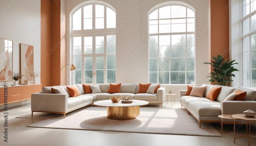 Fototapeta premium white and gold theme modern interior