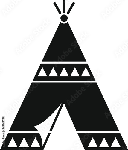 Black and white icon of a wigwam representing native american culture and history