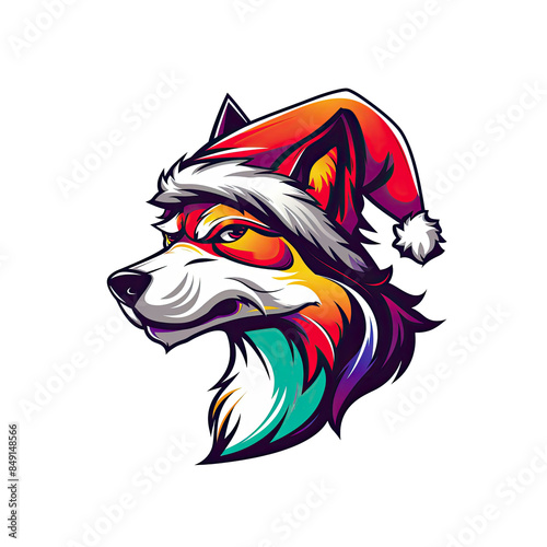 Wallpaper Mural Wolf in santa hat Torontodigital.ca