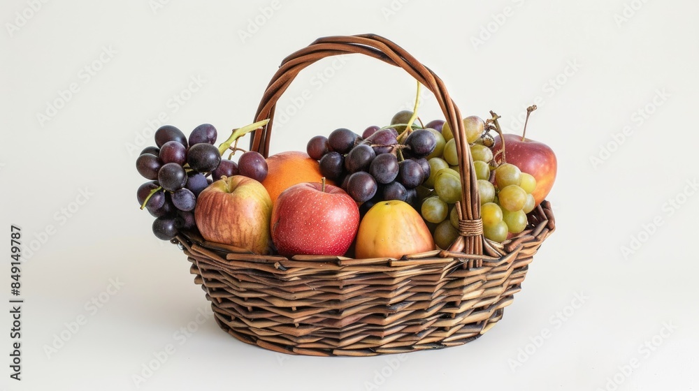 Fruits in a basket alone on a white background Fruits in a basket alone on a white background