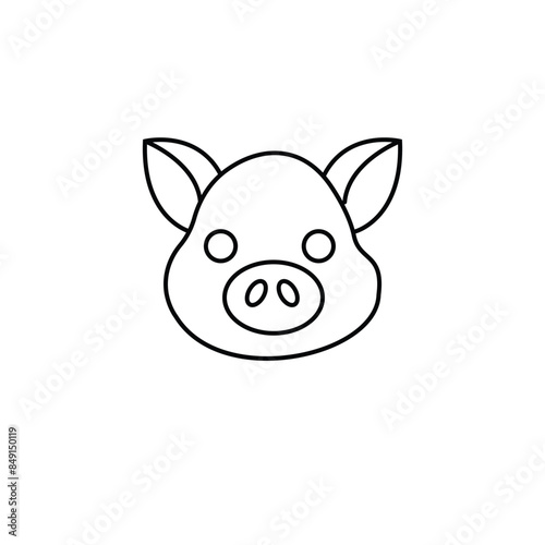 Pork meats products, thin line icon set. Outline symbol collection. Editable vector stroke. 