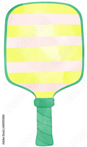 .Retro Pickleball paddle stripe preppy watercolor
