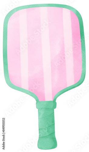 .Retro Pickleball paddle stripe preppy watercolor