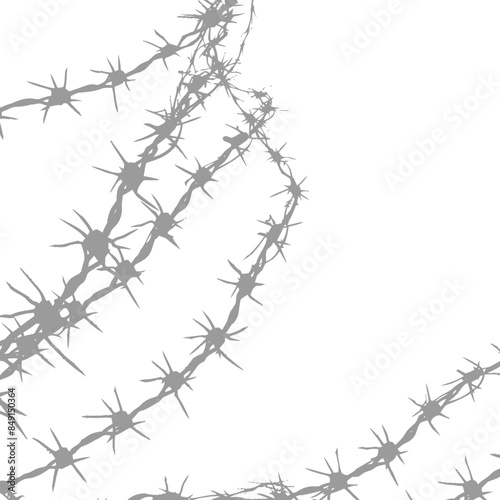 Abstract Barbed Wire: Subtle Gray Tangle on White, Minimalist Security.