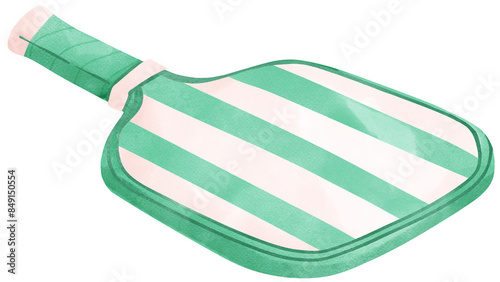 .Retro Pickleball paddle stripe preppy watercolor