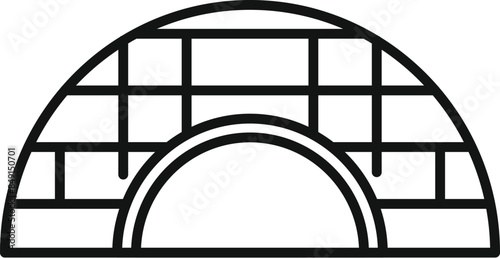 Minimalist line drawing representing an igloo, a traditional snow house used by inuit people in the arctic regions