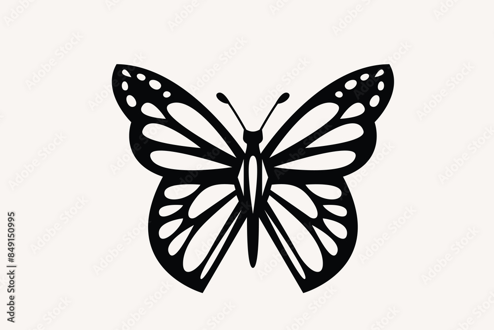 Butterfly vector illustration. Black and white, monochrome moth Butterfly vector illustration. Black and white, monochrome moth