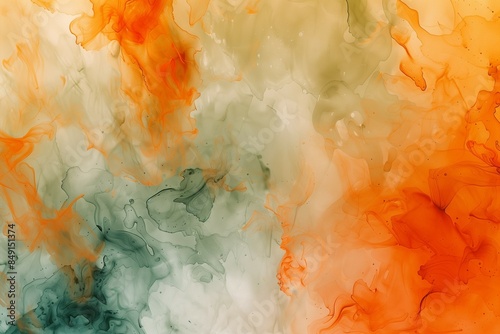 Warm abstract watercolor background featuring vibrant orange and white hues blending seamlessly, ideal for creative projects, design elements, and artistic applications.