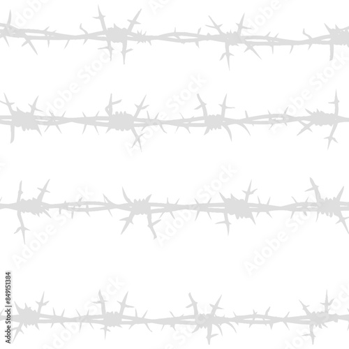 Gray Barbed Wire Rows on White: Abstract Protection Texture