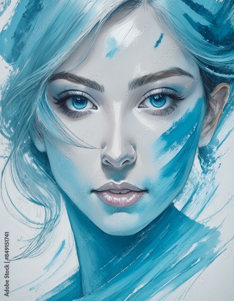 Painted portrait of a beautiful woman Painted portrait of a beautiful woman