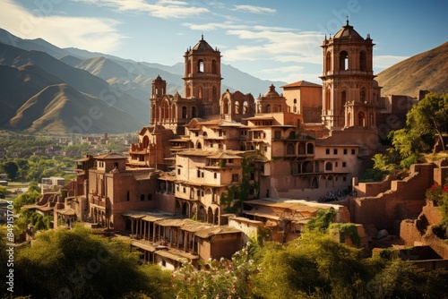 Santo Domingo Church on Incas ruins in Cusco., generative IA photo