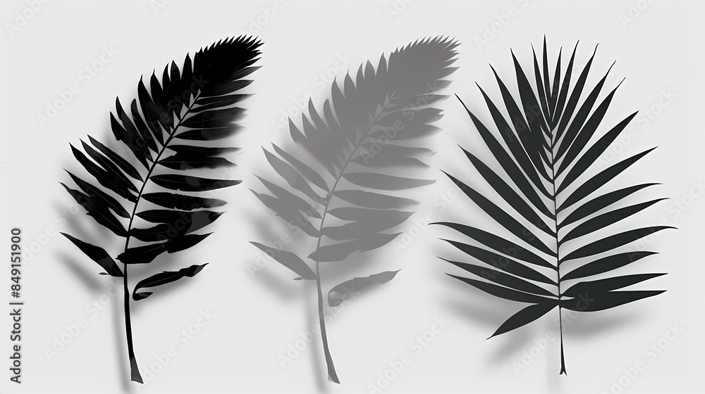 Realistic transparent shadow from a leaf of a palm tree on the white background. Tropical leaves shadow. Mockup with palm leaves shadow. Realistic transparent shadow from a leaf of a palm tree on the white background. Tropical leaves shadow. Mockup with palm leaves shadow.